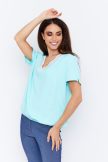 Helen Women’s V-Neck Elastic Hem Blouse – Short Sleeve Top