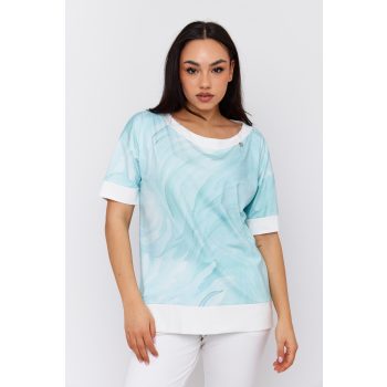   BERTINA women’s short-sleeved tunic with abstract print and contrast hem 