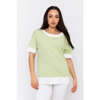   BERTINA women’s short-sleeved tunic with abstract print and contrast hem 