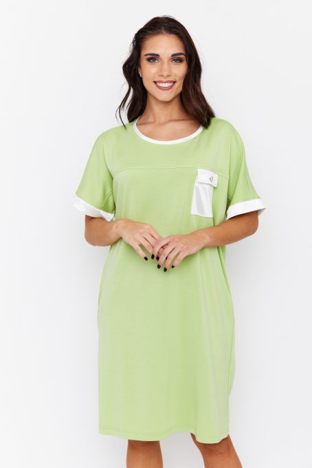 Karin relaxed-fit women's dress with contrast details and pocket