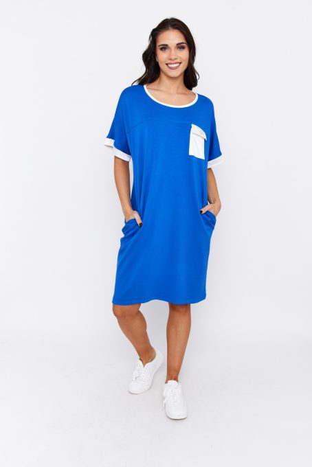 Karin relaxed-fit women's dress with contrast details and pocket
