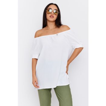   Agnella női tunika,vállra húzható,lezser,fazonú női tunika,ekrü,S-M,Tara x Viktori, Curve Fashion