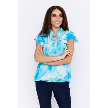   MOLLY női tunika,fodros ujjú, megkötős nyakú, gumis aljú felső,mintás,S,Tara X Viktori,Curve