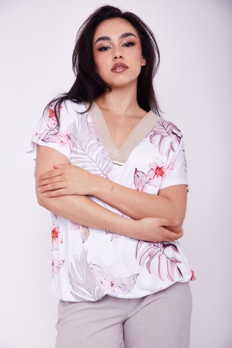 PAOLA női felső , passzés nyakú, gumis aljú felső ,mintás,S-M,Tara X Viktori,Curve