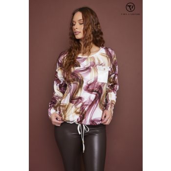   KÓKUSZ női oversized felső , zsebes, arany gombos,alján megkötős,mintás,L-XL,Curve Fashion