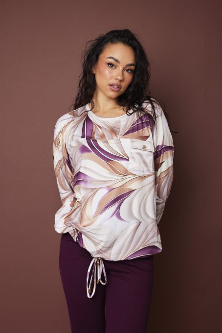 KÓKUSZ női oversized felső , zsebes, arany gombos,alján megkötős,mintás,S-M,Curve Fashion