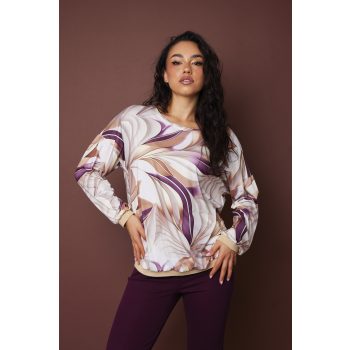   anoushka women's tunic round neck elastic hem black and white print