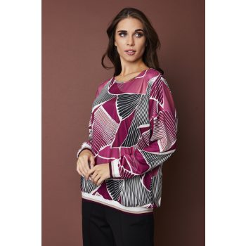   anoushka women's tunic round neck elastic hem black and white print