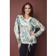 RAMI női felső, V-nyakú, megkötős aljú tunika csíkbetéttel és gombbal,mintás,XL,Tara X Viktori,Curve Kollekció