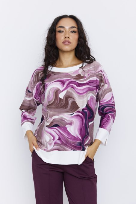 BERTINA női felső passzés aljú és ujjú –mintás,XL,Tara X Viktori,Curve Fashion