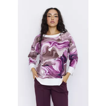   BERTINA női felső passzés aljú és ujjú –mintás,XXL,Tara X Viktori,Curve Fashion