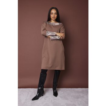   VY női ruha, csónaknyakú, denevérujjú, gombos ruha – mintás,S-M,Tara X Viktori,Curve Fashion