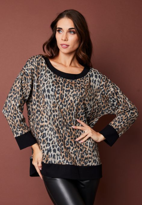 BERTINA női kötött pulóver csónaknyakú,mintás,XL,Tara X Viktori, Curve Kollekció