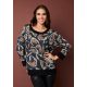 BERTINA női kötött pulóver csónaknyakú,mintás,L,Tara X Viktori, Curve Kollekció