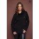 SUSAN női pulóver, kámzsás nyakú, díszzsebes pulóver,fekete,XL,Tara X Viktori,Curve Kollekció