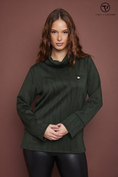 SUSAN női pulóver, kámzsás nyakú, díszzsebes pulóver,XL,Tara X Viktori,Curve Kollekció