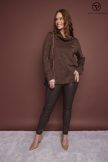 SUSAN női pulóver, kámzsás nyakú, díszzsebes pulóver,barna,XL,Tara X Viktori,Curve Kollekció