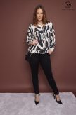 MARY női blúz– mintás, környakas, gumis aljú blúz,S-M,Tara X Viktori,Curve Kollekció