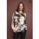 PATRICIA női blúz – féloldalt ráncolt vállú, brossal díszített,mintás,L-XL,Tara X Viktori,Curve Kollekció