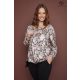PATRICIA női blúz – féloldalt ráncolt vállú, brossal díszített,mintás,L-XL,Tara X Viktori,Curve Kollekció