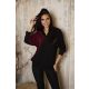 NIM aszimmetrikus női tunika V-nyakkal és passzés ujjal,fekete-csillogós bordó,L,Tara X Viktori,CURVE Kolleció