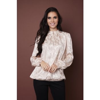   AMARA női szatén tunika állógallérral és díszgombbal.bézs,S-M,Tara X Viktori,Curve Kollekció