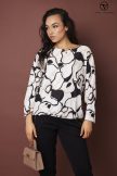 LILLY női blúz– mintás, környakas, gumis aljú blúz,S-M,Tara X Viktori,Curve Kollekció