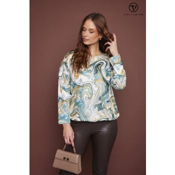   LILLY női blúz– mintás, környakas, gumis aljú blúz,mintás,L-XL,Tara X Viktori,Curve Kollekció