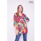 DETTINA Collared and panelled, side-slit tunic/blouse print