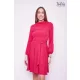 TARA Collection RIVER Gathered, high-neck A-lined tie-front dress pink