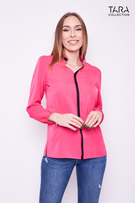 DETTINA Collared and panelled, side-slit tunic/blouse pink