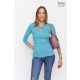 ESTONIE Buttoned top with keyhole-neck green blue