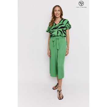 BERYL Palazzo trousers with drawstring waistline green