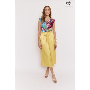 BERYL Palazzo trousers with drawstring waistline yellow