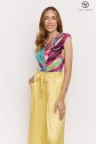 BERYL Palazzo trousers with drawstring waistline yellow
