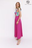 Tara Collection Női szoknya FELICITA gumis derekú maxi pink , S, silky