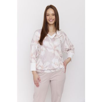   CHANTIL női felső – V-nyakú, passzés ujjú, bővebb szabású,mintás,M,Tara x Viktori,Curve Kollekció