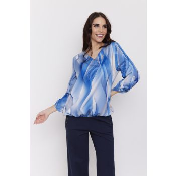   JOSIE női blúz – V-nyakú, gumis aljú, gombos ujjú blúz,L-XL,Tara X Viktori,CURVE Kollekció