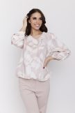 JOSIE női blúz – V-nyakú, gumis aljú, gombos ujjú blúz,mintás,S-M,Tara X Viktori,CURVE Kollekció