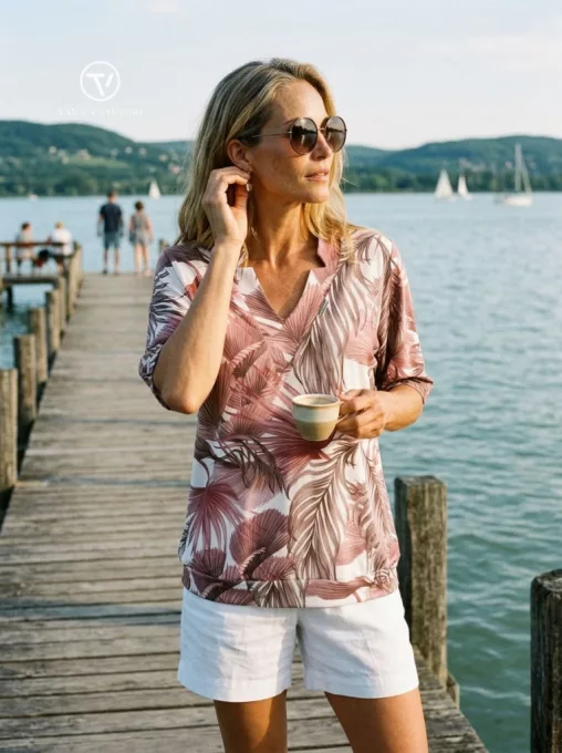 MEJA női tunika – V-nyakú, bő fazonú női tunika,mintás,XL,Tara X Viktori,CURVE Kollekció