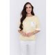 KÓKUSZ női oversized felső , zsebes, arany gombos,alján megkötős,sárga-mintás,L-XL,Curve Fashion