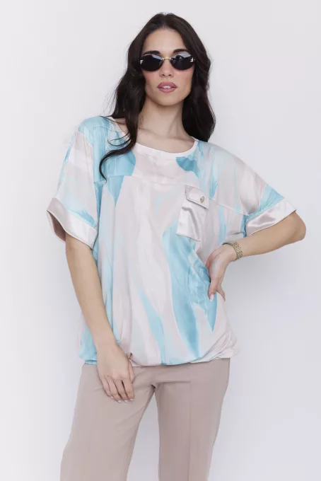 KÓKUSZ női oversized felső , zsebes, arany gombos,alján megkötős,mintás,L-XL,Curve Fashion