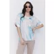 KÓKUSZ női oversized felső , zsebes, arany gombos,alján megkötős,mintás,L-XL,Curve Fashion
