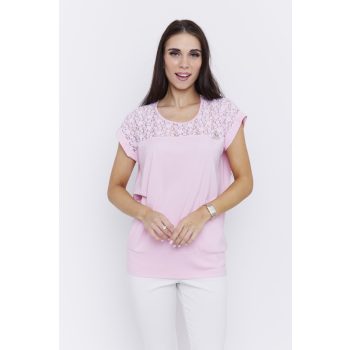   LIA női tunika – csipkés betétes, rózsaszín ,L,CURVE Kollekció