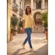 SABINE női tunika - passzés ujjú, kötős aljú, sárga-mintás,L-XL,Tara X Viktori,CURVE