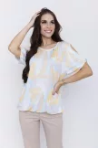 EMMY női blúz – vágott ujjú, gumis aljú,M,mintás,CURVE Kollekció