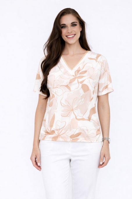 PAOLA női felső, passzés nyakú, gumis aljú tunika,mintás,L-XL,Tara X Viktori,Curve
