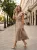 GINA women’s dress – long A-line dress with ruffled neckline and elastic belt