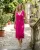 DAHNA női passzés nyakú, öves, ujjatlan, hosszú ruha,pink,L-XL,Tara X Viktori,Curve