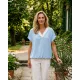 PAOLA női felső, passzés nyakú, gumis aljú tunika, kék,S-M,Tara X Viktori,Curve